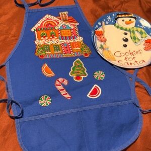 Child Apron and Cookies for Santa Ceramic Plate